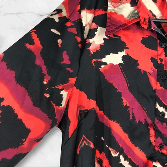 Live 4 Truth Animal Print Button-Down Shirt Dress, Nightshirt, Dopamine SZ 1X - Picture 5 of 8